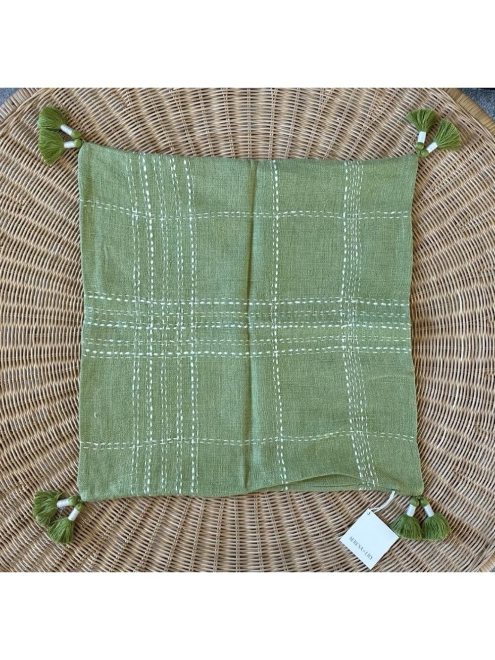 NEW Serena & Lily Asheville Pillow Cover (22” SQ)-Chartreuse Green
